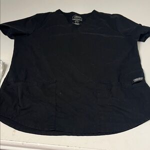 Cherokee Workwear Medium Black Short Sleeve V Neck Double Pocket Scrub Top